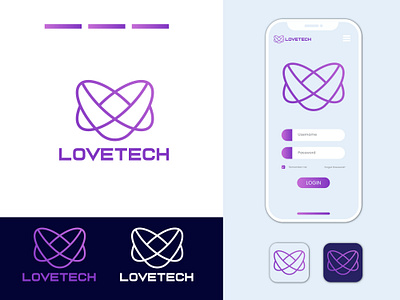 lovetech logo (love shape) apps logo business icon business logo corporate iconic corporate logo design icon design logo graphic design logo logo design love chat logo love icon love logo prolaxzon