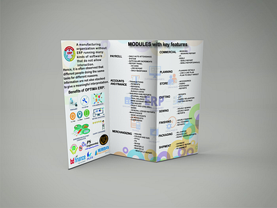 Tri-fold brochure design of Optima Solution ERP For Biz in BD adobe illustrator branding brochure brochure design graphic design tri fold design