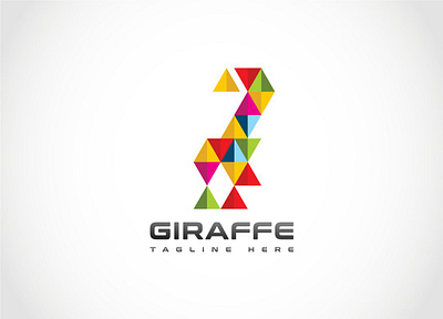 Colorful Funny Animal - Giraffe Logo Design technology