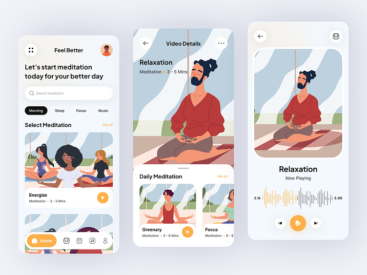 Mobile App - Meditation by Raffialdo Bayu for Enver Studio on Dribbble