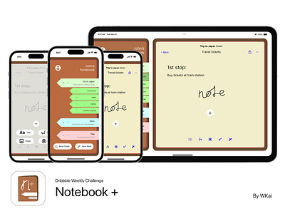 Notebook+ app UI app design dribbbleweeklywarmup logo ui ux