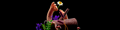 LOVE 3d c4d cinema4d flower hand illustration octane