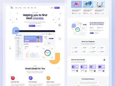 Edu Future - Online Course website. 3d branding clean design course app design e learning graphic design homepage illustration landing page learning app logo minimal online school ui uiux web ui website