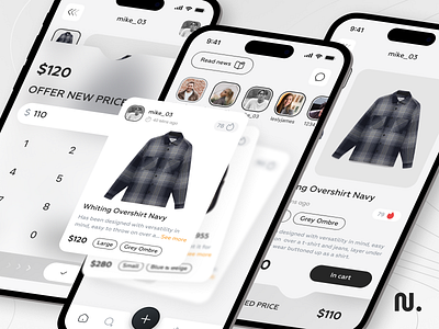 Secondhand Marketplace app clothing design ecommerce interface ios mobile p2p secondhand shop store user interface uxui