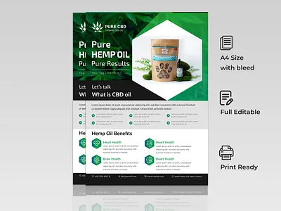 Hemp Flyer Template adobe illustrator banner branding brochure business cannbis corporate cover design flyer graphic design green hemp leaflet logo oil post design print design template weed