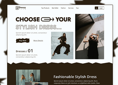 Dressy Shop landing page dress shop e commerce fashion shop ui uiux web ui website