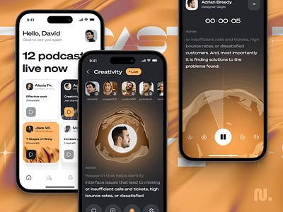 Live Podcast Mobile IOS App app broadcast dashboard interface ios mobile listening podcast records speaker user interface uxui