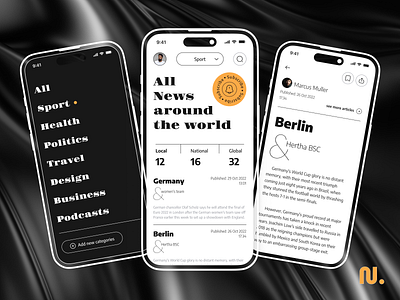 News App achromatic app articles design interface ios mobile news reading user interface uxui