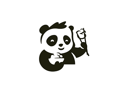 Panda animal brand branding character china design eating elegant food illustration logo logotype mark mascot minimalism minimalistic modern panda rice sign
