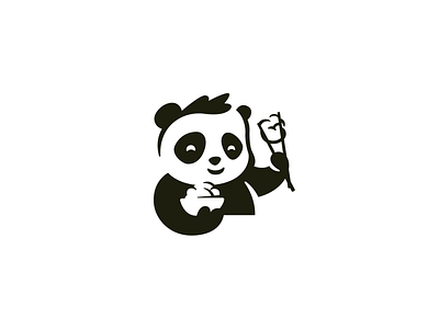 Panda animal brand branding character china design eating elegant food illustration logo logotype mark mascot minimalism minimalistic modern panda rice sign