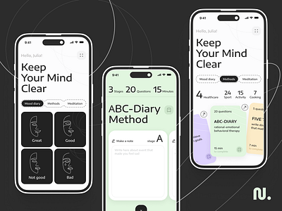 Mental Health Mobile IOS App app design health healthcare interface ios mobile meditation mental health user interface uxui wellness