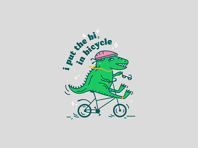 *Wink wink* 2d art bicycle bike bisexual dino dinosaur flat illustration funny illustration vector