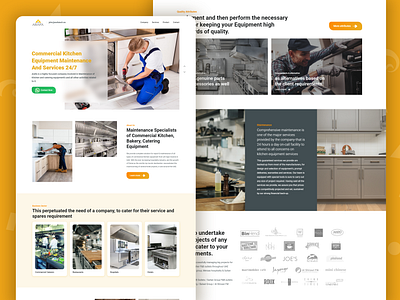 Arafa Commercial Kitchen Equipment: Landing page / Home page UI branding contact design equipment footer home screen hotels kitchen maintenance restaurants services specialists ui ux website