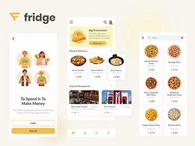 Fridge - Food Ordering and Business Platform App app delivery food mobile restaurant ui