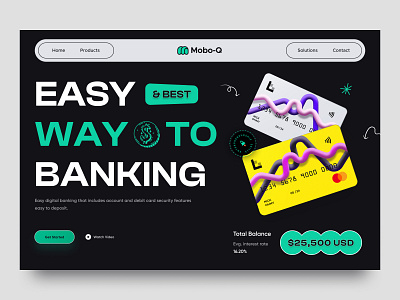 Mobo-Q - Banking Website bank banking banking app banking web branding finance financial header hero section landing landing page money online banking pay payment payment gateway testimonial transaction transfer webpage