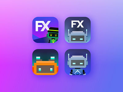 FX bot Mobile app icon app blue bot branding character icon illustration mobile