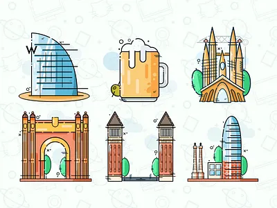 Barcelona Icons barcelona design freebie freebies icons illustration illustrations vector