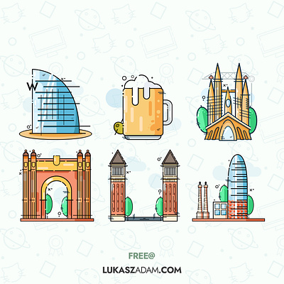 Barcelona Icons barcelona design freebie freebies icons illustration illustrations vector