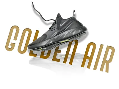 Golden air shoes concept product card branding graphic design logo motion graphics ui