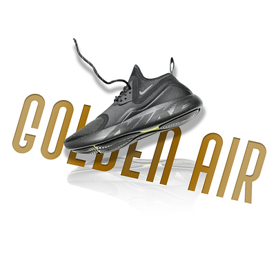 Golden air shoes concept product card branding graphic design logo motion graphics ui
