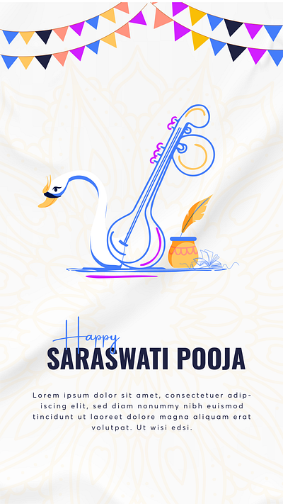 Saraswati Pooja Social Media Design branding creative design graphic design minimal post design saraswati pooja social medai desing story post design