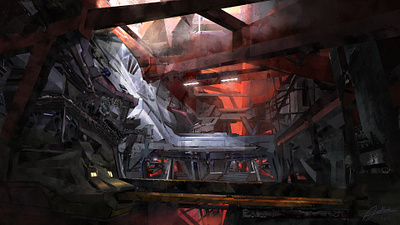 Silver Station base environment illustration rails station