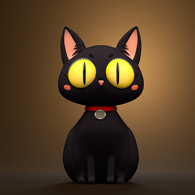 Cartoon cat 3d model 3d animation black blender cartoon cat chibi cute design game graphic design illustration model simple soft