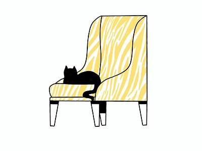 Tiger animation armchair cat character furniture illustration motion procreate simple tiger