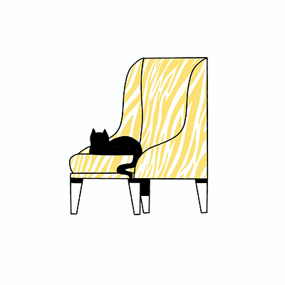 Tiger animation armchair cat character furniture illustration motion procreate simple tiger