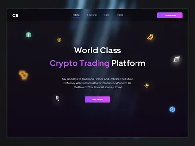 Crypto Trading & Blockchain - Landing Page bitcoin blockchain crypto crypto landing crypto trading crypto trading home page cryptocurrency dark darkmode gradient home page landing landing page nft trading ui uiux ux web website