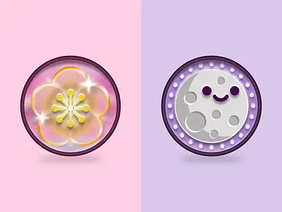 Cherry Blossoms & Little Moon achievement badge cherry blossom moon pin sleep sticker