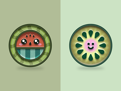 Watermelon & Kiwifruit achievement badge kiwifruit pin sticker waterlemon