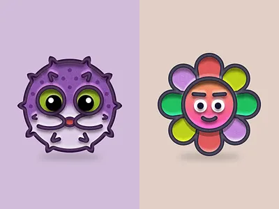 Pufferfish & Sunflower achievement badge pin puffer fish sticker sunflower