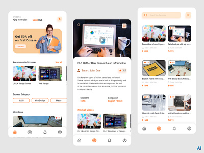Online Learning Mobile App branding design follow me forsale illustration logo popular ui uidesign webdesign