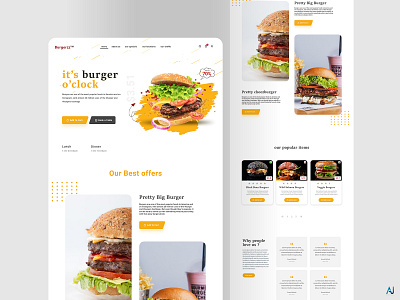 Burger website Homepage branding design follow me forsale illustration logo popular ui uidesign webdesign