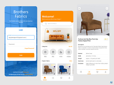 Fabrics Online Business Mobile App branding design follow me forsale illustration logo popular ui uidesign webdesign