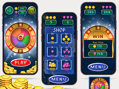 User interface (UI) for a gambling application 2d casino casual art casual game gambling game art game interface slot ui user interface