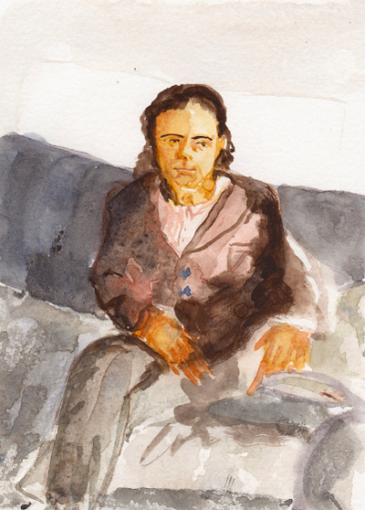 portrait assis painting watercolor