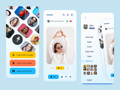 Facebook App UI Design designs, themes, templates and downloadable