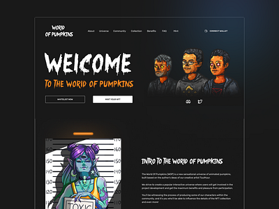 Landing page for NFT project design desktop graphic design halloween illustration landing landing page logo nft nft art nft project ui ui design ux ux design uxui vector