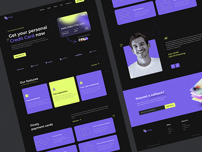 💳 Personal banking landing page bank banking black branding card credit card graphic design landing landing page personal banking purple ui yellow