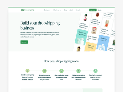 Greendropship a dropshipping platform animation b2b b2c clean e commerce landing page magento shopify ui ux