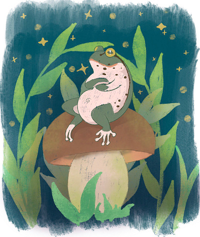 Magic forest frog animals children book forest frog illustration kids naive procreate