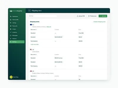 Pricing zones complex e commerce ecommerce magento online store pricing shipping rates shopify store table ui ux