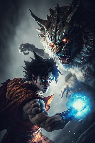 Goku vs Elon Fight ai ai art art artist awesome design fight goku graphic graphic design illustration image monster power top viral