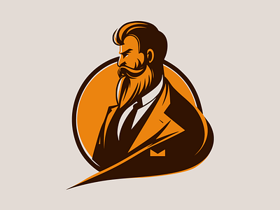 Solid Man With A Beard 2d adobe app branding design graphic design icon illustration logo logos logotyp mascot vector