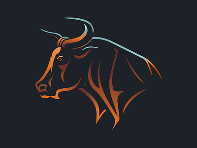 Abstract Gradient Bull Face 2d adobe illustrator animal app branding bull design gradient graphic design icon illustration logo vector