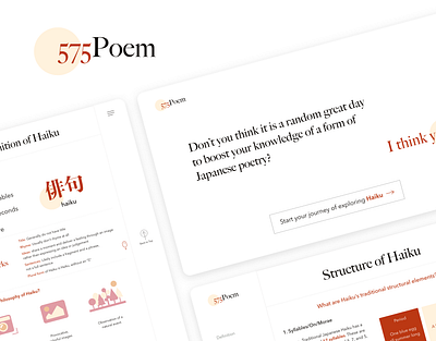 575Poem - Web Infographics about Haiku adobe xd design graphic design haiku illustration infographics japanese typography ui uiux ux web web design website