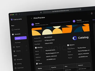 Fakturate - Invoice Generator Dashboard accounting app business dashboard design faktur finance invoice invoice builder invoice generator invoicing payment transaction ui ux web dashboard web design
