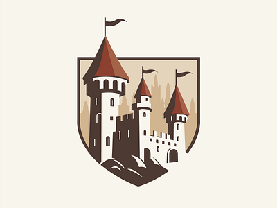 Majestic Coat Of Arms With Castle 2d adobe illustrator app branding building castle design graphic design icon illustration logo vector